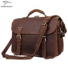 Crazy Horse Genuine Leather Men Bag Men Briefcase male Leather business Laptop Bag Crossbody Bags for Man handbags 7370R