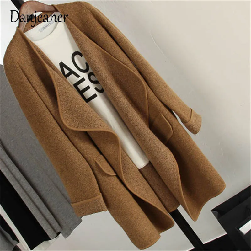 

Danjeaner 2018 Autumn Winter Vintage Women Wool Coat Long Sleeve Thick Knitted Long Cardigans Sweaters Casual Jacket Coats