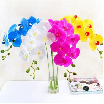 

5p PU Moth Orchids Natural Looking Phalaenopsis Orchid Real Touch Orchid Flower for Wedding Party Decorative Artificial Flowers