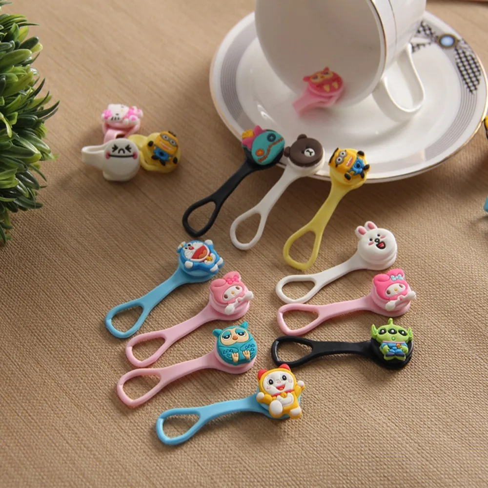 

10pcs New Cartoon buckles type soft rubber headset bobbin winder cable Cord ties Holder For Iphone samsung Organizer Wire Holder