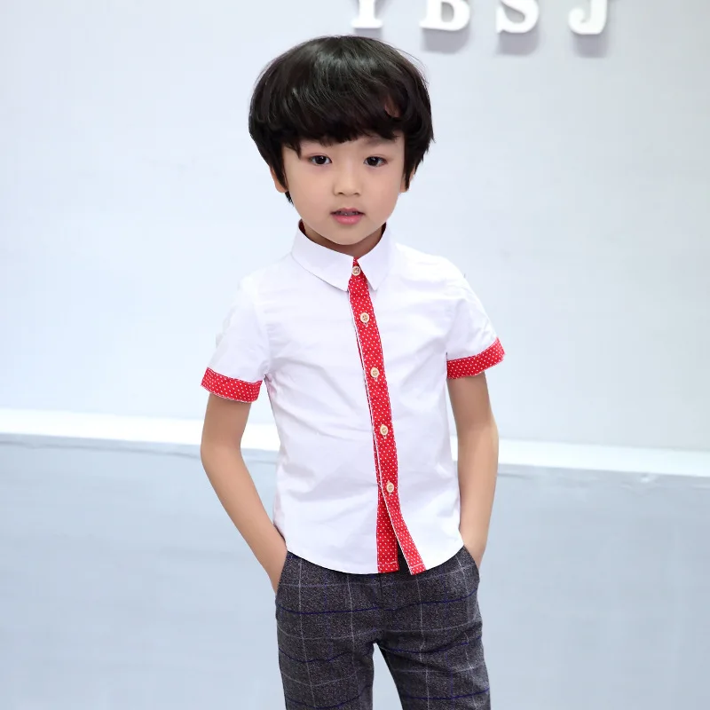 

2017 New Summer Baby Shirts Short-Sleeve Cotton Shirts Gentle Boys wear Tops Good Quality Kids Clothes Tee for 2-10 Years Old