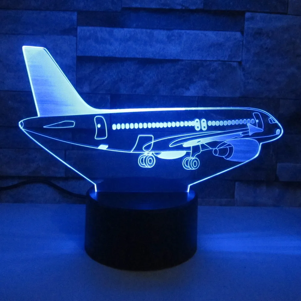 Air Plane 3D Night Light LED Illusion JET 3 Lamp LED 7 Color Changing