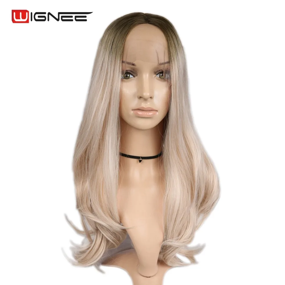 Wignee lace передний Омбре пепельный блонд синтетический парик для женщин высокая