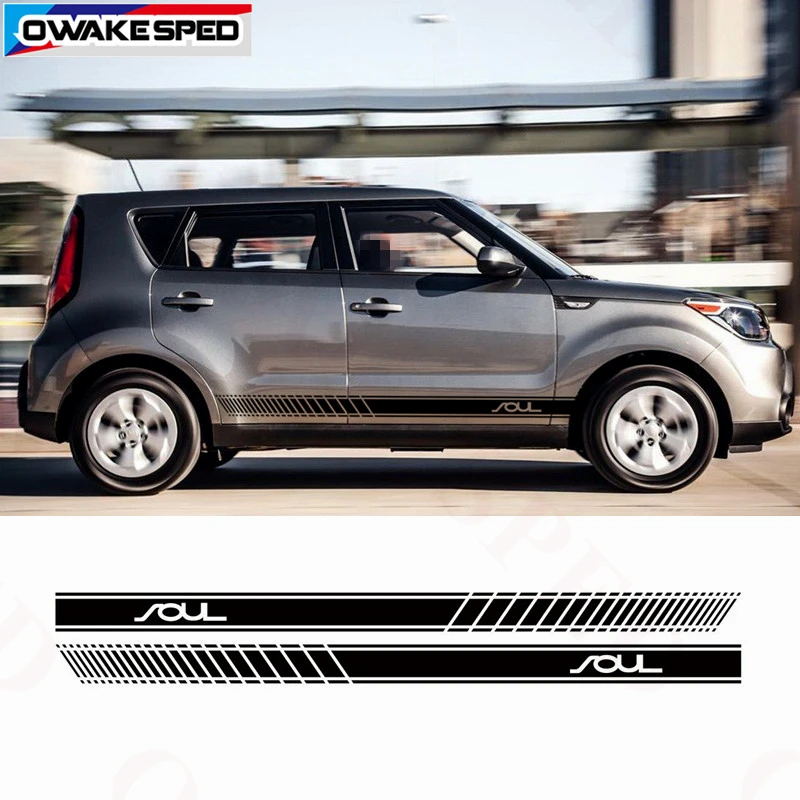 Спортивные полоски наклейка на боковую юбку двери автомобиля для KIA Soul гоночные