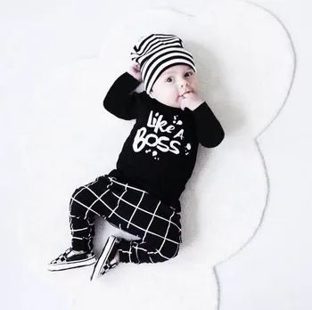 

2018 Autumn baby boy clothes newborn baby fashion cotton long sleeve LIKE A BOSS T-shirt+pants baby boys clothing set