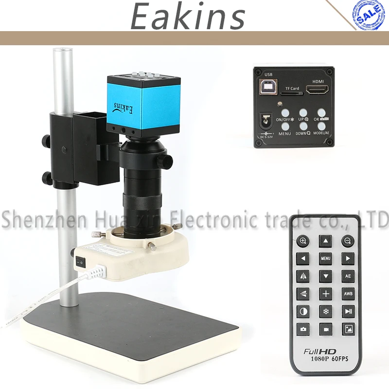 20MP 1080 P HDMI USB Industriële Video Microscoop Camera Set + 100X C-Mount Lens + 56 LED Ring licht + Stand Voor Industrie Lab PCB