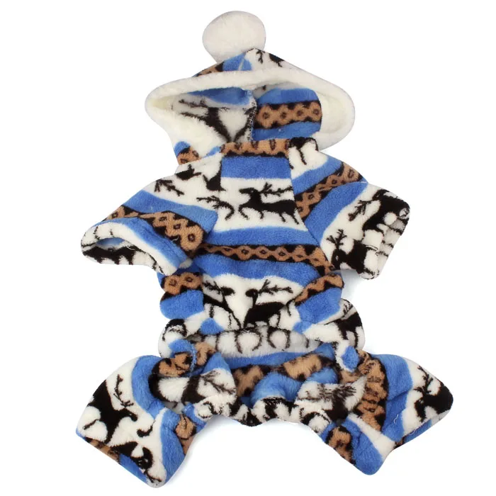 Новинка,, модный теплый тканевый комбинезон для щенка, куртка с капюшоном для собак, одежда для собак, Perro Ropa Caliente Happy new year Envio Gratis - Цвет: Blue