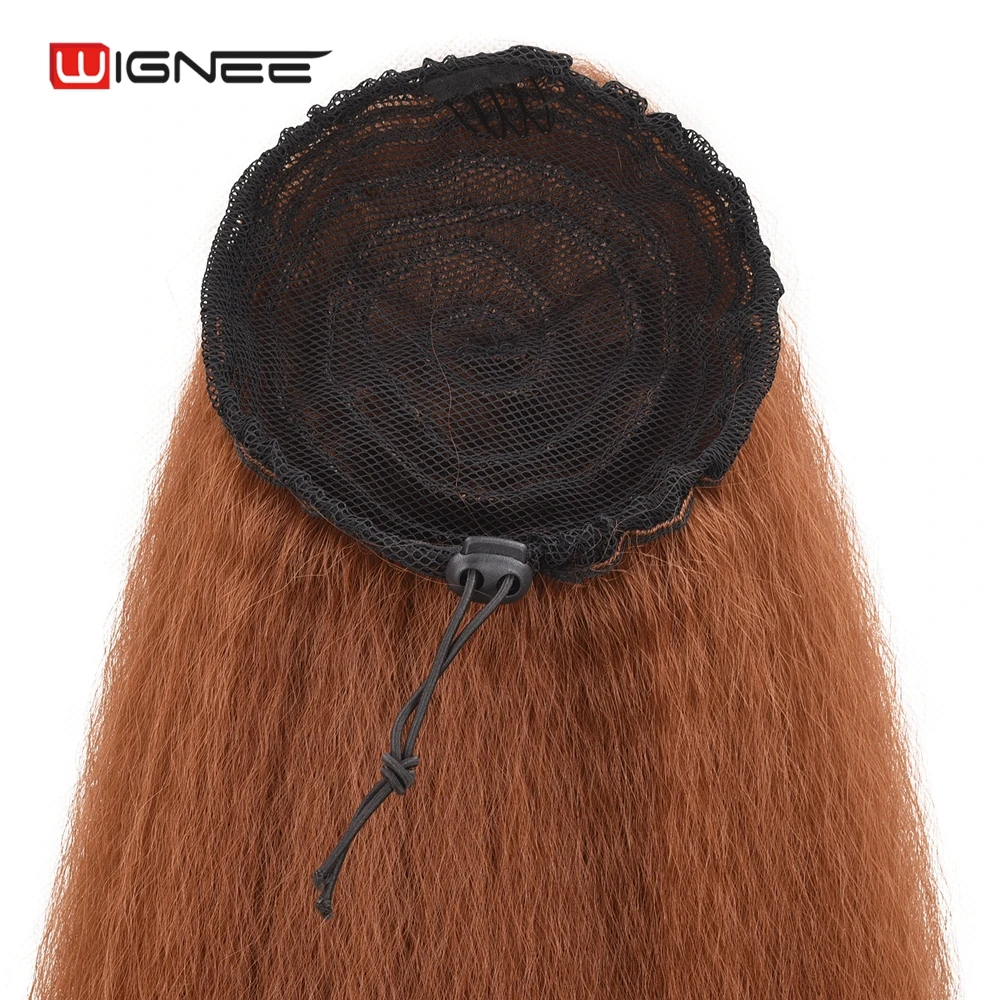 Wignee 2" кудрявый прямой конский хвост для женщин термостойкие синтетические длинные волосы с гребнями черный Pauf афро шиньон волос