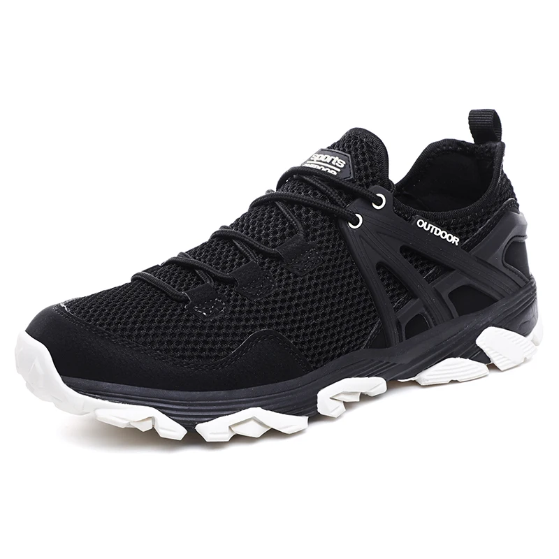 

2019 Spring Outdoor Men Shoes Mesh Comfortable Men Casual Shoes Big size 45 46 Lace-up Breathable Flats Trainers Sneakers