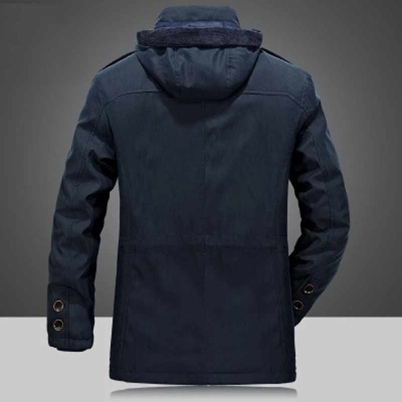  2018 Men's Winter Thicken Warm Hooded Military Brand Army Green Jacket Coat Men Cotton afs jeep kha