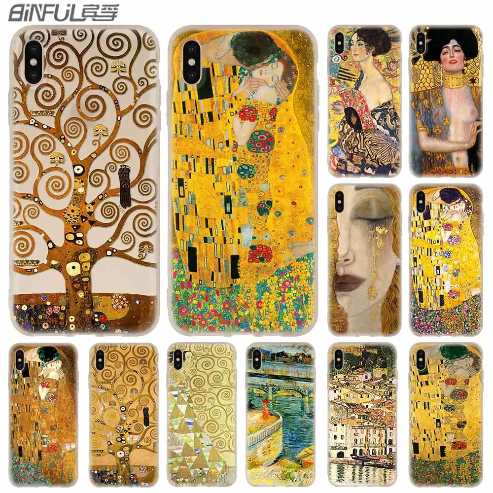 Чехлы для телефонов силиконовый мягкий чехол iPhone 11 Pro X XS Max XR 6 6S 7 8 Plus 5 4S SE Gustav Klimt art