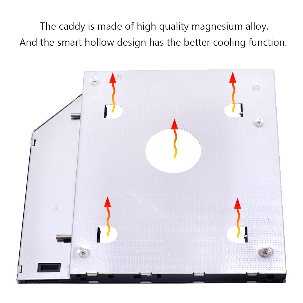 Чипа Алюминий 2nd HDD Caddy 9 5 мм 12 7 SATA 3 0 двойной светодиодный для 2 &quot ВЫСОКАЯ ЧЁТКОСТЬ