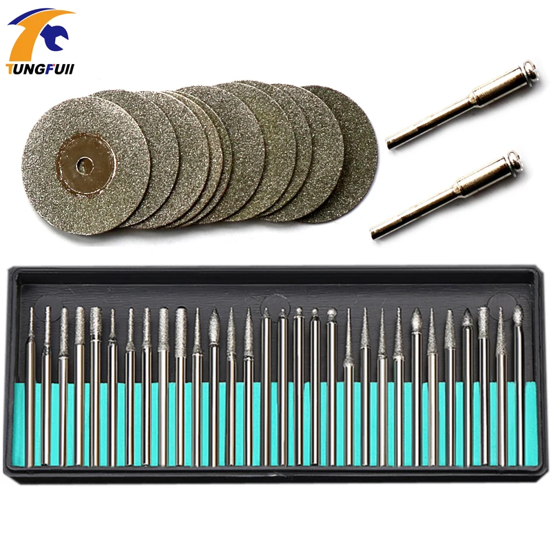 Dremel Accessories Rotary Tools 30pcs Diamond Burs 12pcs Diamond Saw Blades Mini Cutting Discs Dril