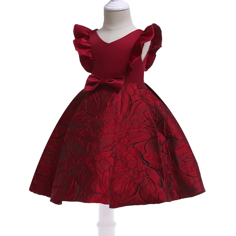 Одежда для маленьких девочек; коллекция года; детское платье-пачка для дня рождения; платье для девочек; красное и винное детское элегантное платье подружки невесты для девочек