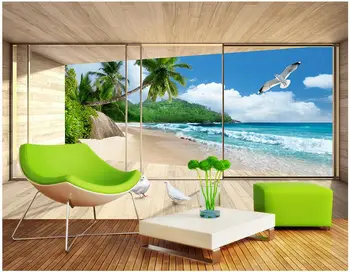 

Custom photo 3d wallpaper Non-woven mural Villa seaview room decoration painting 3d wall murals wallpaper for living room