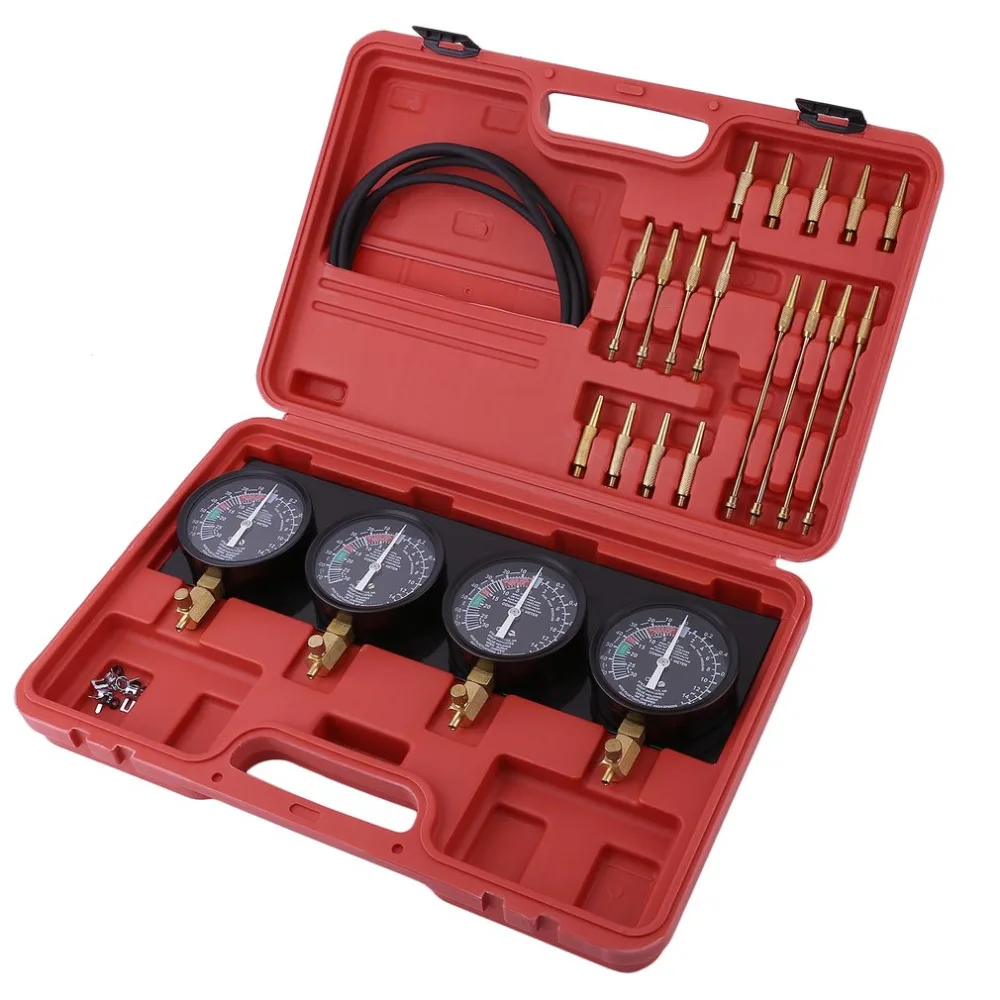 

Hot Universal 4 in 1 Fuel Vacuum Carburetor Synchronizer Set Sync Gauge Vacuum Hoses Extensions Kit For Motorcycle Car Tools