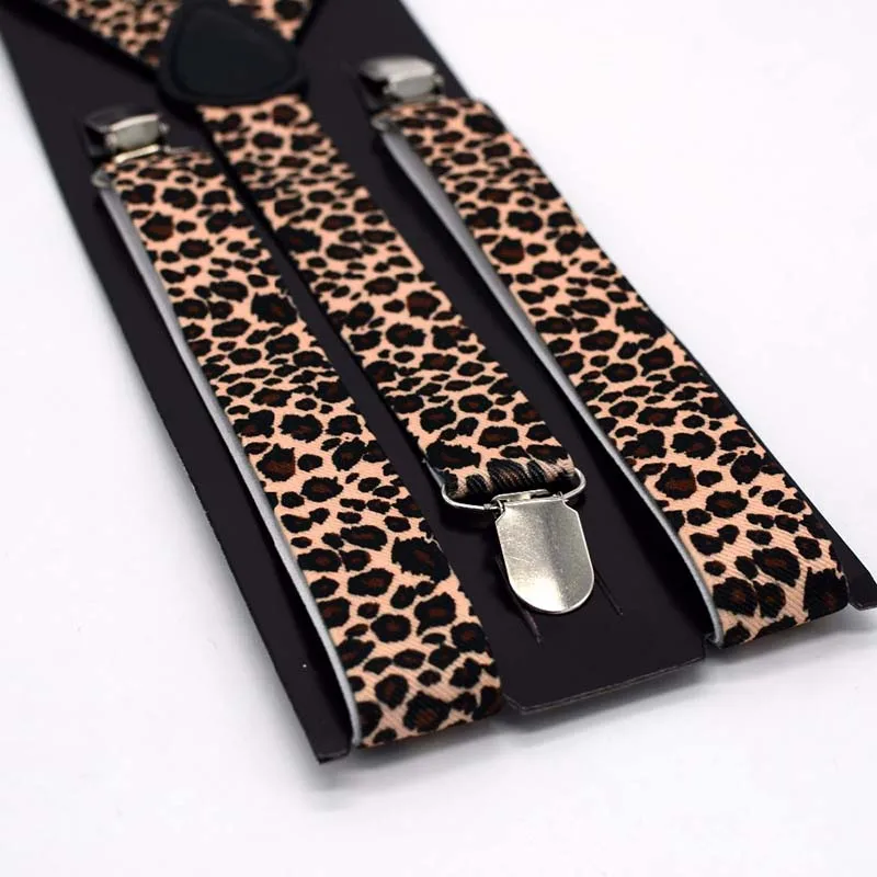 С леопардовым принтом подтяжки галстук бабочка набор сексуальный Brace галстук набор для молодых людей как рождественский подарок для женщин мужчин's брюки д