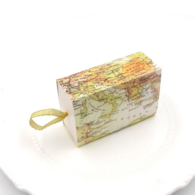 10-100PCS Travel Theme World Map Drawer Candy Box Bages Wedding Favors Gift 