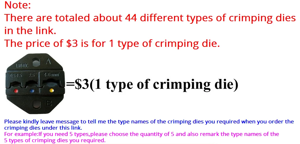 Crimping die set for LS LY AN AP S crimping tools cable pliers wire clamp multi replaceable crimp jaws (US $3/pcs)