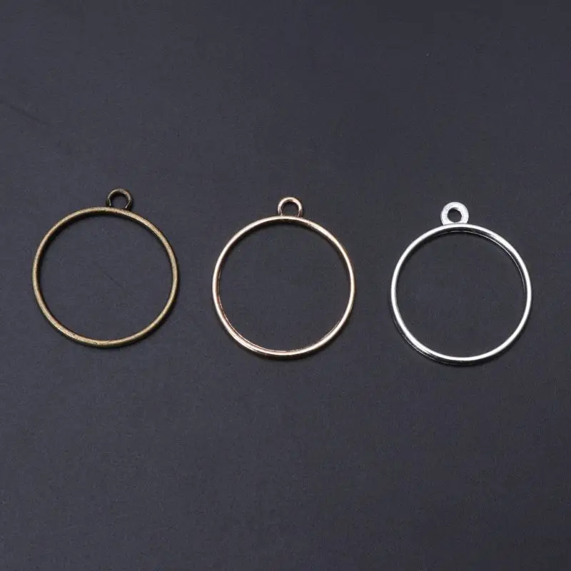 

10Pcs Round Pendant Press Flower DIY UV Resin Blank Frame Bezel Jewelry Making