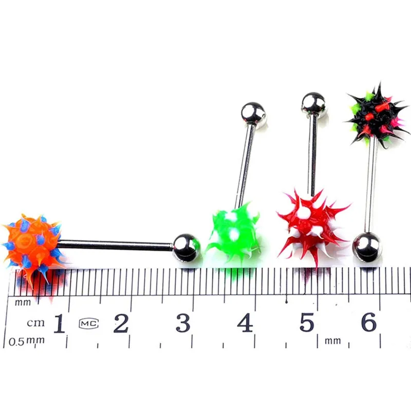5 шт. Цветной силиконовый шарик-шип штанги для языка шикарные штанги для сосков живота Панк мужские пирсинг ювелирные изделия для тела для женщин