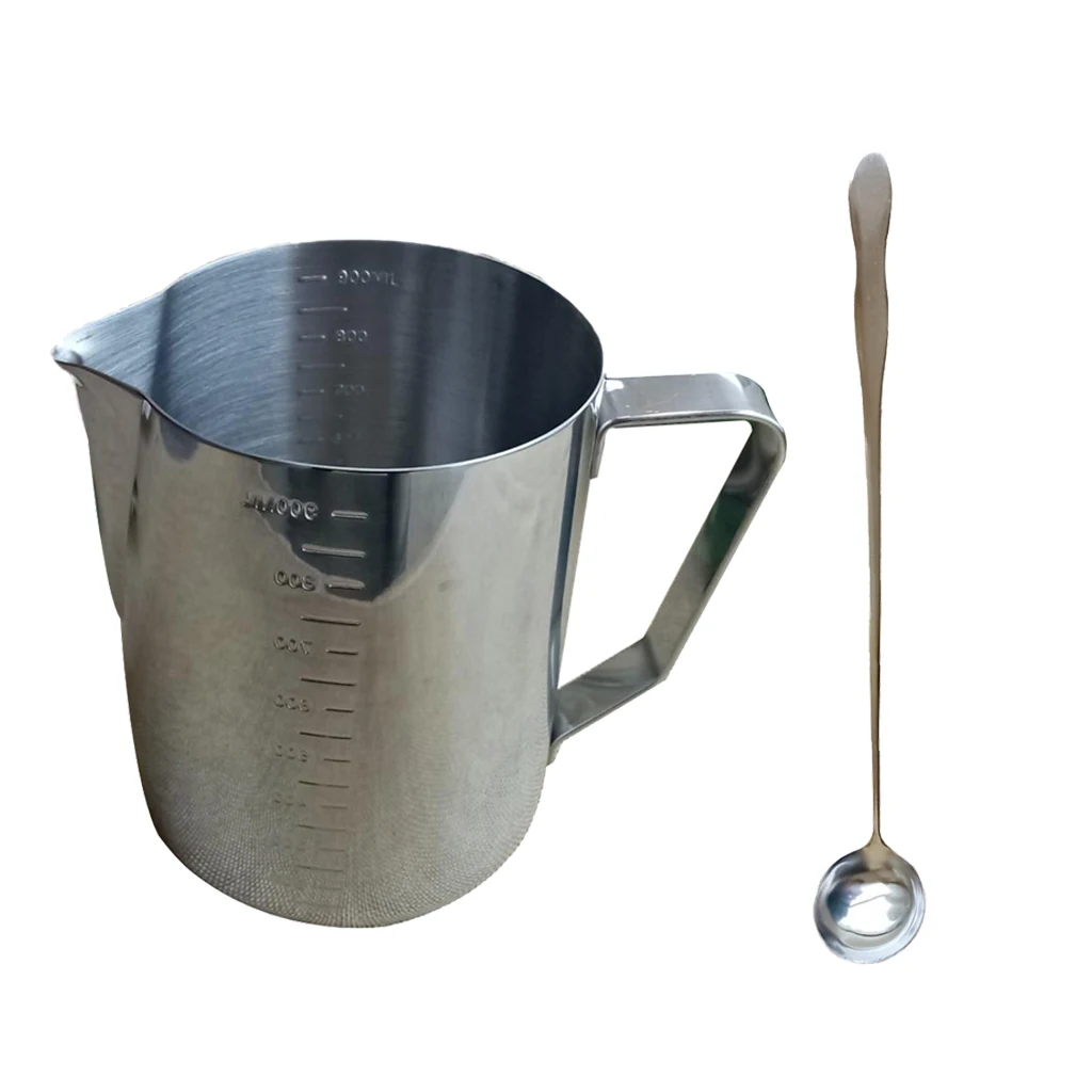 Stainless Steel 900ml Candle Making Pot Wax Melting Pitcher & 250mm Long Handle Candle Wax Mixing Stirring Spoon DIY Candle Soap