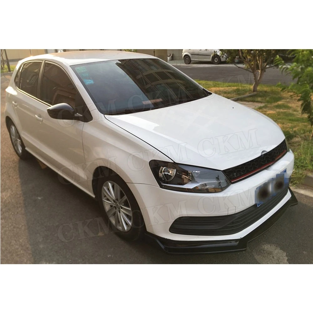 Para Polo ABS coche labio delantero barbilla Spoiler para Volkswagen VW Polo estándar 2014-2019 no para cabeza GT parachoques pala Protector