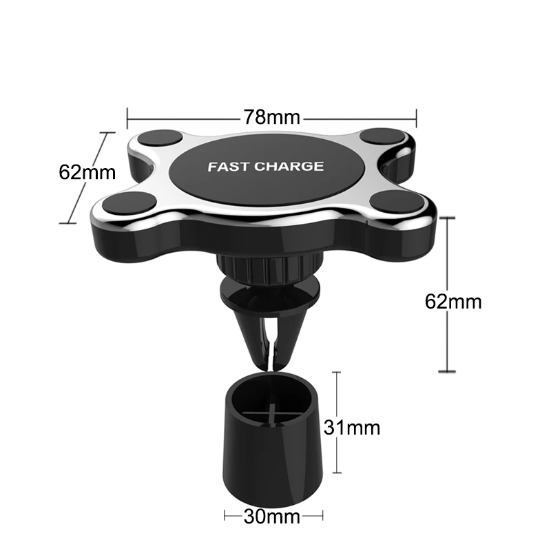 XMXCZKJ Qi Беспроводное зарядное устройство для мобильного телефона, автомобильный магнитный держатель на вентиляционное отверстие, подставка для быстрой зарядки, Поддержка авто для Iphone XS