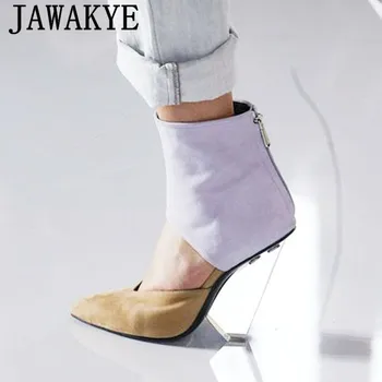 

Ankle Boots for women transparent clear Pvc high Heels short botas mujer silver sandals for ladies 2019 cut out summer shoes