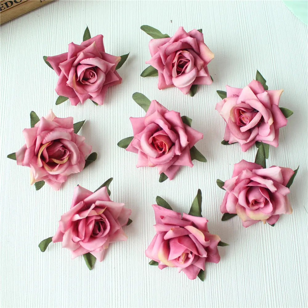 Artificial Flower Head Rose Pink Silk Flowers Garden Decoration White Artificial Flower Heads Wedding Flower Heads  (85)