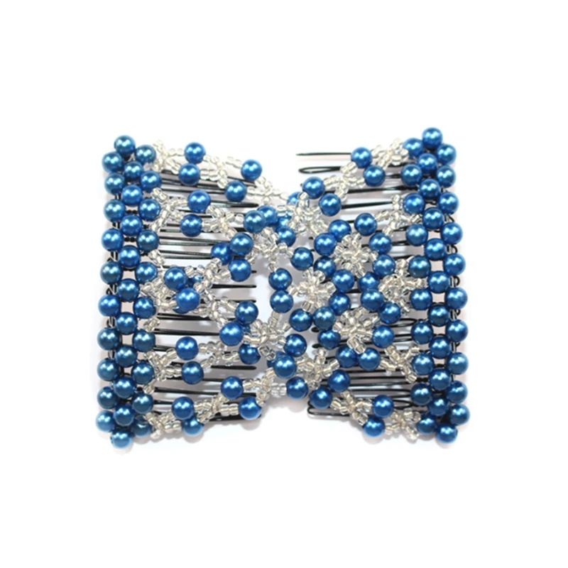 

Magic Hair Comb EZ Beaded Double Stretching Delicate Pearl Women Clips Hairstyle