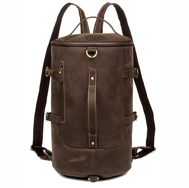 Front View of Woosir Genuine Leather Vintage Mens Backpack