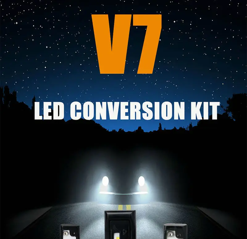 Super Bright DSS V7 H1 H4 9003 H7 H8 H9 H11 H16 9005 9003 HB3 HB2 Led Headlight Bulb Fog 6000K 12V 24v Automobile Headlamp Front Bulb Fanless upgrconversion kit upgrade kit light Source  (1)