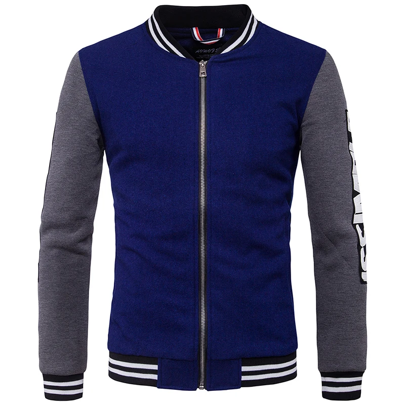 

2017 tops patchwork jacket new fashion brand Menswear trend Autumn and winter woolen men flying suit baseball uniform jackets