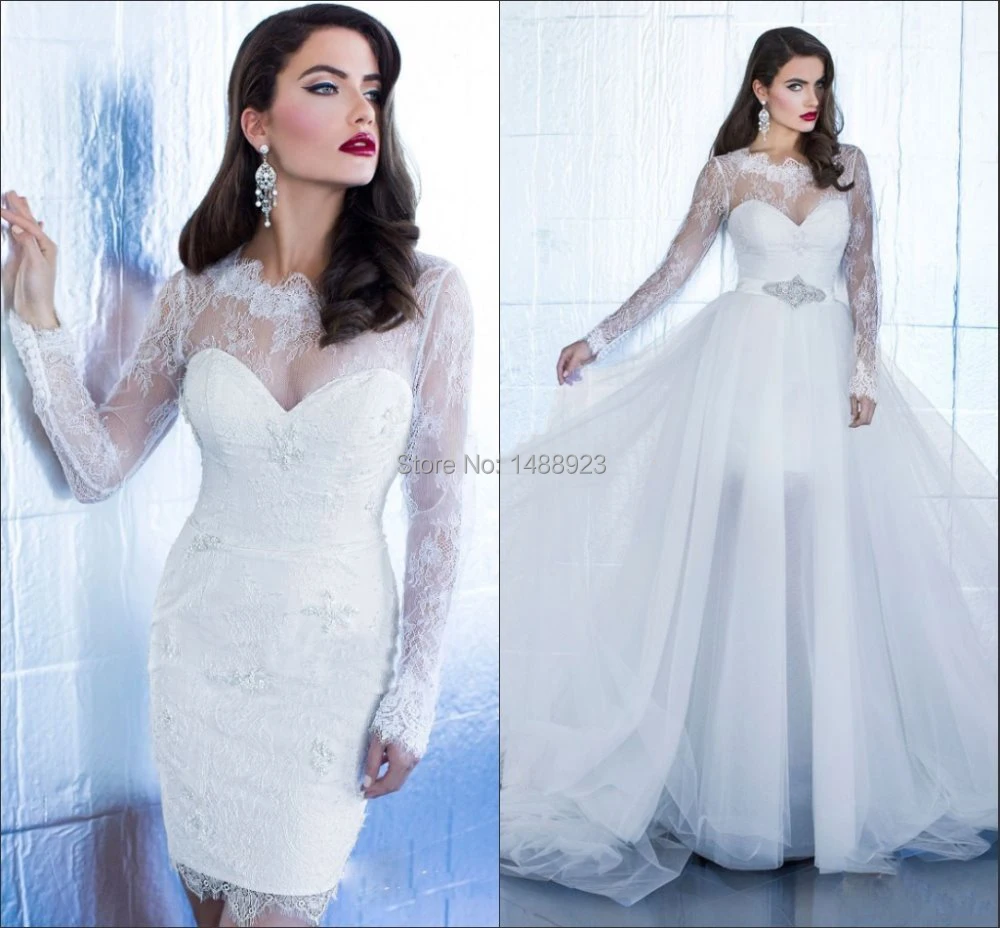 short wedding dress with detachable train