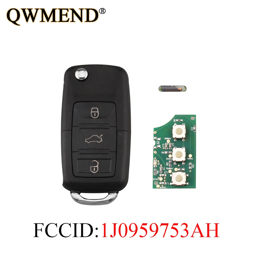 QWMEND 3Buttons 434Mhz Folding Remote Key DIY For VW Volkswagen PASSAT Golf Polo 2002-2005 1J0959753AH key HU66 Blade+ID48 QWMEND 3Buttons 434Mhz Folding Remote Key DIY For VW Volkswagen PASSAT Golf Polo 2002-2005 1J0959753AH key HU66 Blade+ID48