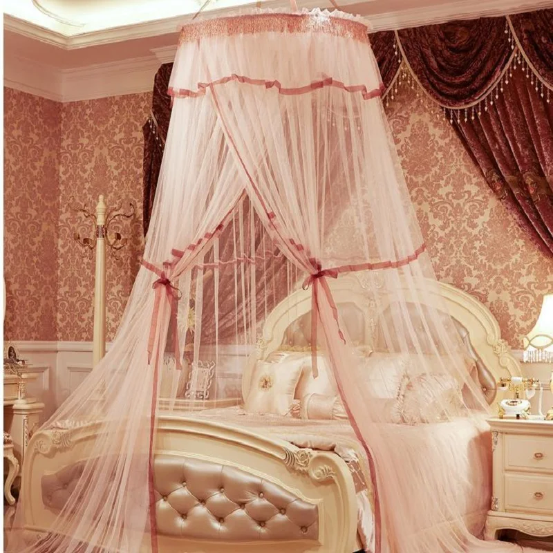 

Princess Hung Dome Palace Mosquito Net Students Insect Double Bed Canopy Netting Lace Bedroom Circular Curtains Moustiquaire