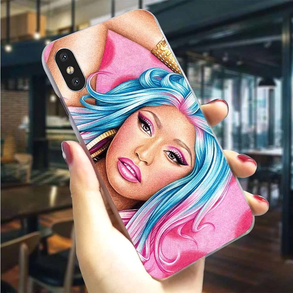 Plastic Phone Case for iPhone 5S Nicki Minaj Face Girl Cover for iPhone Xs Max Covers XR X 7 5 8 Plus 6 6S SE