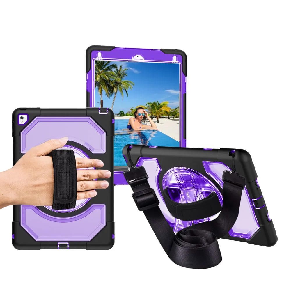 

Case for iPad Air 2 ,Miesherk 360 Degree Rotation Hand Shoulder Strap Shockproof Cover with Kickstand Tablet Case for 9.7 inch