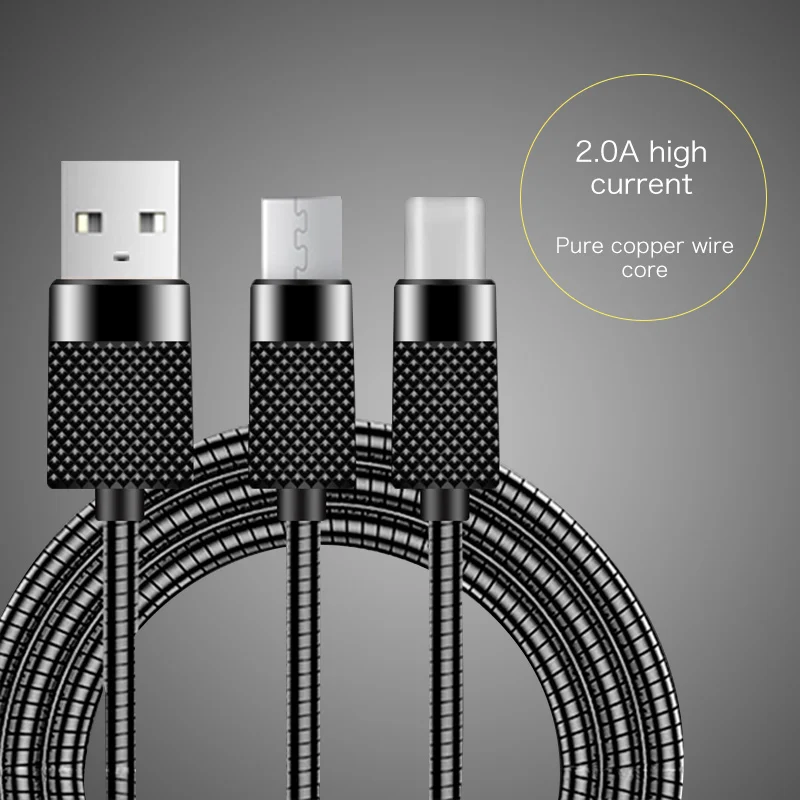 1m Stainless Metal Pineapple Fast Charging Micro USB Cable for iPhone 5