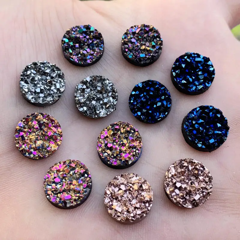 Bling 50 шт. 12 мм круглая AB цветная минеральная поверхность стразы с плоской задней