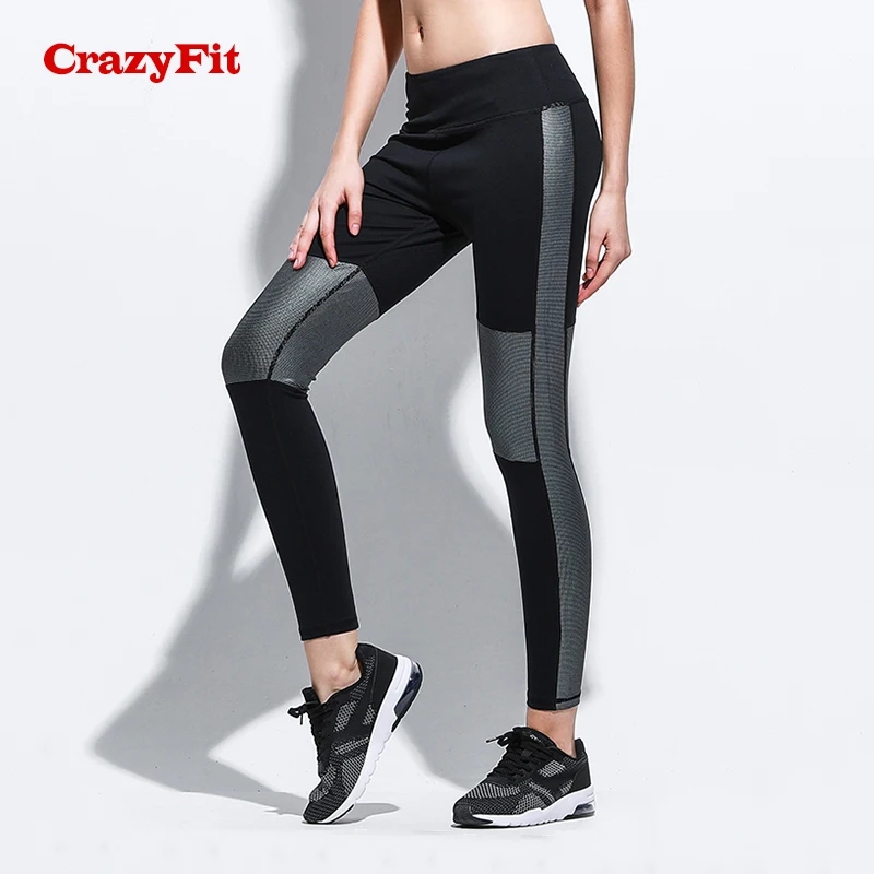 CrazyFit сетчатые Лоскутные Женские Светоотражающие леггинсы с подсветкой