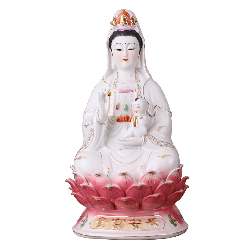 Ручная работа 12 дюймов статуя Гуаньинь/куань Инь сидя на лотоса статуя Будды Статуэтка R42