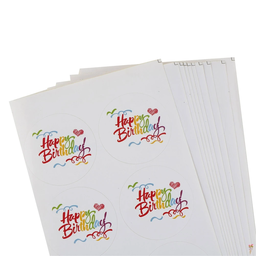 

100PCS Rainbow Happy Birthday series round design Kraft seal sticker DIY multifunction package gift Labels small fresh
