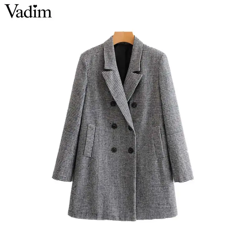 Aliexpress.com : Buy Vadim women vintage plaid long blazer