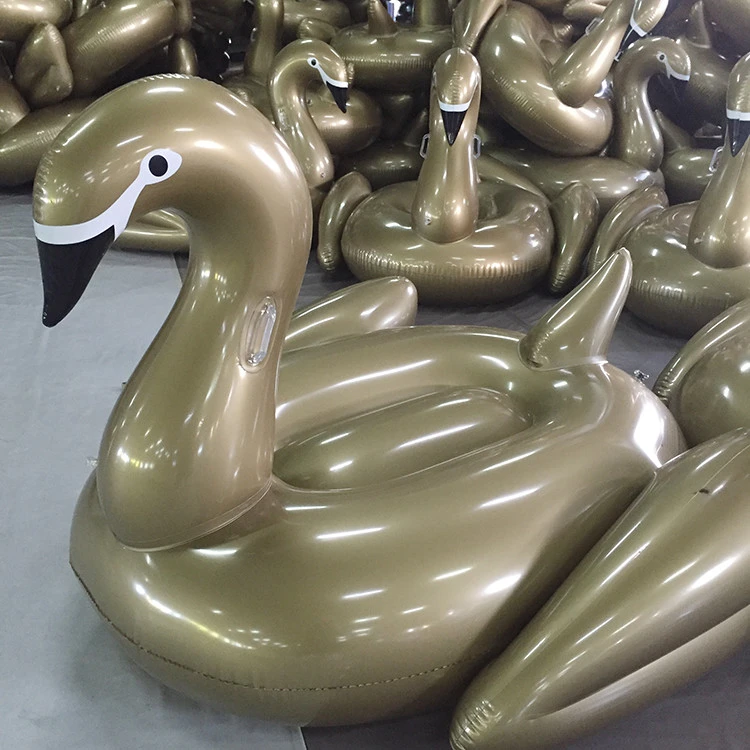 

2pc/lot 1.9m pvc golden swan inflatable water float rider Summer Lake Swimming Water Lounge Pool float Kid Giant golden Swan