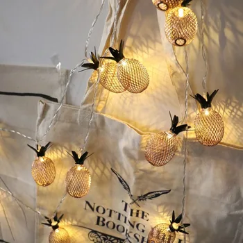 

Retro Style Gold pineapple string lights 10/20 LED Battery Powered Novelty Fairy Lights for Bedroom Wedding Birthday Party