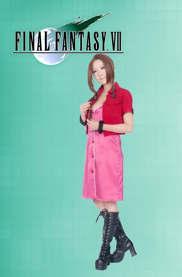 Free Shipping Final Fantasy VII Aerith Gainsborough Red Fighting Uniform Game Cosplay Costume