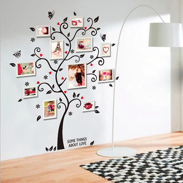 Chic Black Family Photo Frame Tree Butterfly Flower Heart Mural Wall Sticker Home Decor Room Decals Chic Black Family Photo Frame Tree Butterfly Flower Heart Mural Wall Sticker Home Decor Room Decals