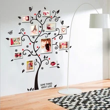 Chic Black Family Photo Frame Tree Butterfly Flower Heart Mural Wall Sticker Home Decor Wall Sticker